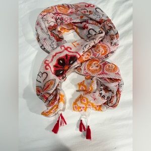 Desigual Pink and Orange Tassel Scarf